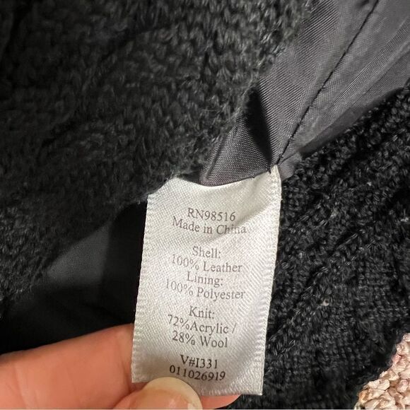 Coldwater Creek black suede jacket with knit trim L/P - Picture 5 of 7